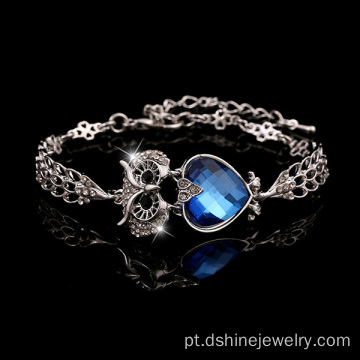 Animal em forma de bracelete de cristal coruja nupcial joias pulseira